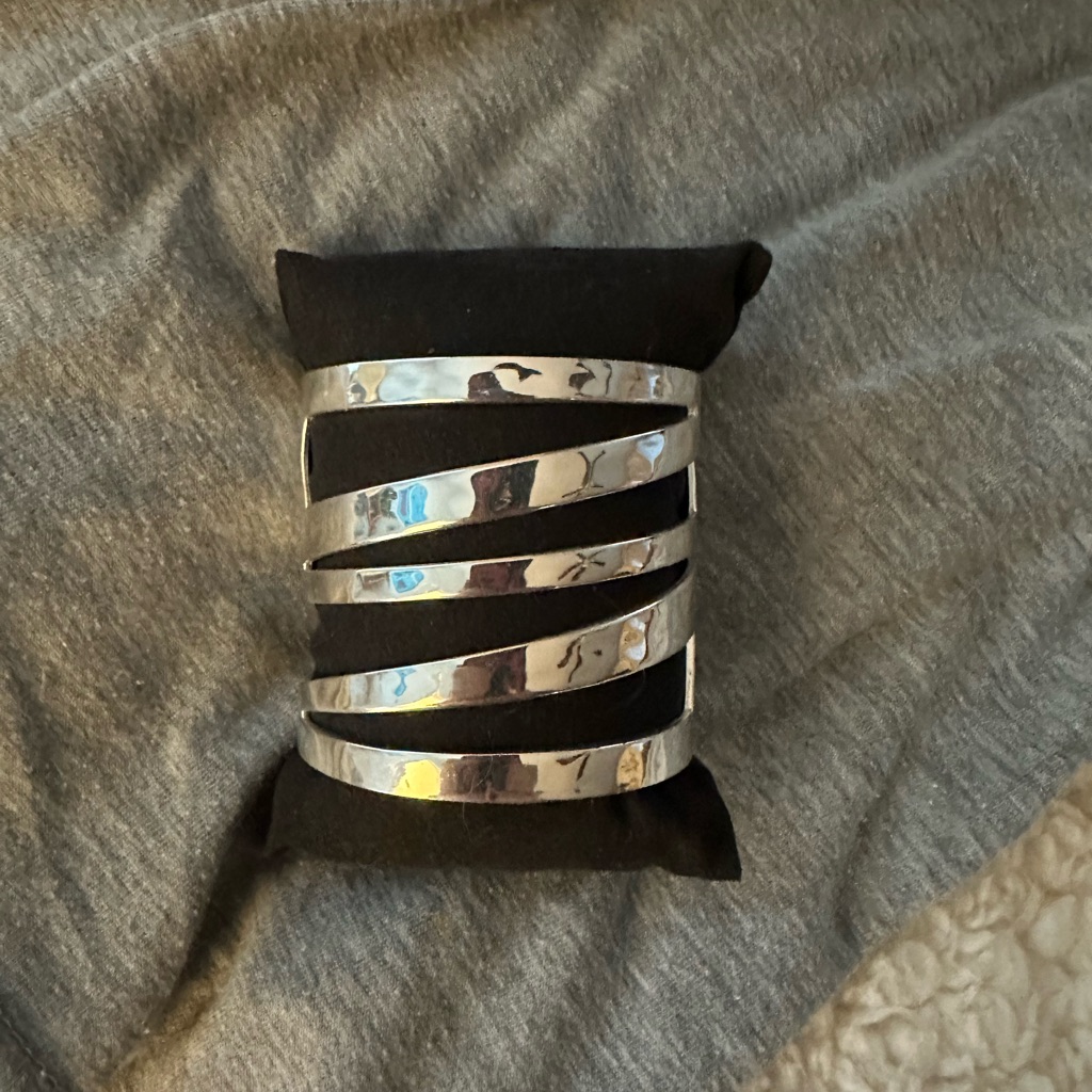 Rustic Cuff Wide Hammered Silver Cuff Bracelet 30$
